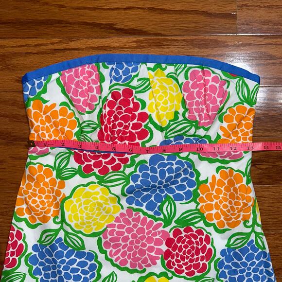 Lilly Pulitzer Strapless Scalloped Cael Top in Zinnie Minnie Floral Size 0 - Picture 11 of 12